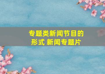 专题类新闻节目的形式 新闻专题片